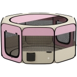 PawHut Parc Pliable pour Chiens et Chats Enclos Portable pour Petits Animaux Imperméable en Tissu Oxford Ø120x58cm Rose
