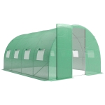 Outsunny Estufa Túnel de Jardim 12 m² Estufa Túnel 295x400x200 cm Porta e 8 Janelas Cobertura PE 140 g/m² Verde