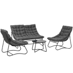 Outsunny Four-Piece Curved Seat Garden Sofa Set - Grey/Black