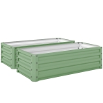 Outsunny Set of Two 110 x 50cm Steel Planter Boxes -  Light Green