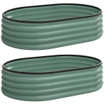 Outsunny Conjunto de 2 Canteiros de Jardim 135x90x30 cm Jardineira em Aço Galvanizado com Bordas em Borracha Verde