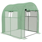 Outsunny Estufa de Exterior com 2 Portas Enroláveis 2 Janelas em Rede Cobertura PE 135g/m² Anti-UV Cultivo e Plantas 180x180x200 cm Verde