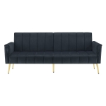 Canapé‑lit pliable moderne avec dossier et accoudoirs réglables, 183x76x75 cm, Noir