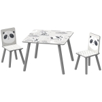 ZONEKIZ Ensemble table et chaises pour enfants, table pour enfant avec 2 chaises, motif animaux pour chambre à coucher gris