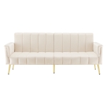 Canapé‑lit pliable moderne avec dossier et accoudoirs réglables, 183x76x75 cm, Beige