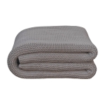 Hand-Knitted Double Knit Throw with Soft Breathable Natural Cotton, Knitted Blanket with Secure Packaging, 15L x 26W x 15H cm, Grey