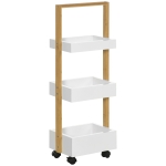 HOMCOM Chariot de rangement à 3 niveaux desserte montage facile pour salle de bain cuisine bureau 28 x 18 x 75 cm blanc
