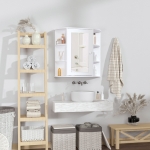 HOMCOM Armoire Murale avec Miroir Salle de Bain Meuble Miroir avec Rangement Toilettes 1 Porte + étagères latérales Blanc