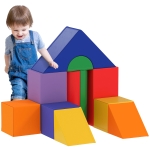 HOMCOM Parcours motricité bébé 11PCS, module motricité bébé en mousse EPE avec housse en revêtement synthétique, blocs mousse de construction, jouets éducatifs pour enfants de 1-3 ans, multicolore