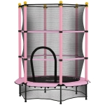 HOMCOM Trampoline Enfant Ø 1,40 × 1,90H m Filet de sécurité Porte zipée Couvre-Ressorts 6 poteaux rembourrés Inclus Rose
