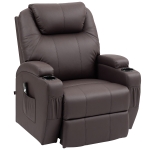 HOMCOM Opsta Stoel met Afstandsbediening en Verstelbare Rugleuning voor Huisgebruik, Koffiebruin