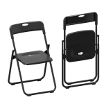 HOMCOM Set mit 6 klappbaren Kunststoffstühlen mit gebogener Rückenlehne, Belüftungsdesign, Stahlgestell, 48,5x47x75 cm, Schwarz