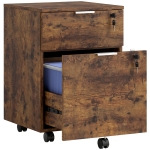 HOMCOM Two-Drawer Lockable Filing Cabinet - Black and Rustic Brown