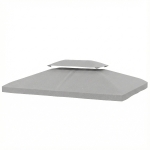 Outsunny Toile de rechange 4x3 m à toit double Orifices d'évacuation et protection UV Seulement la toile NE comprend PAS le cadre Gris clair