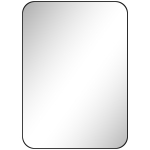 HOMCOM Lustro łazienkowe 50 x 70 cm, Lustro ścienne z folią ochronną przed rozpryskiem i metalową ramą, Prostokątne lustro łazienkowe z zaokrąglonymi rogami, Montaż poziomy lub pionowy, Czarne