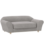 PawHut Elevated Dog Sofa with Rivet Decoration Pet Sofa with Soft Cushion, Removable Washable Cover, for Small Dogs up to 10kg, Grey