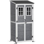 Skrzynia ogrodowa, drewniana, z zamkiem i 2 oknami