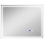 kleankin Specchio Bagno con Luce LED 3 Livelli Rettangolare, Antiappannamento e Interruttore Touch, 90x70cm