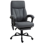 Vinsetto Fotel biurowy z funkcją masażu, Ergonomiczny Krzesło Biurowe z funkcją leżenia, Podgrzewaniem Lędźwiowym, Regulowaną Wysokością, Komputerowe z Podnóżkiem, Obrotowe, Ciemnoszary