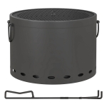 Outsunny Kolumna Ogrodowa, Ø38 cm Bezlustrowa Kolumna Ogniowa z Uchwytem, Kosz na Ogień z Hakem i Ochroną przed Iskrzeniem, Ogrzewanie Stołowe na Ogród, Piknik, Metal Ciemnoszary