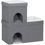 PawHut Cat House, Cat Condo with Cat Beds, Cushions, for Indoor Kittens, Grey