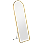 HOMCOM Arched Full Length Mirror with LED Lights, 152 x 50cm Floor Mirror, Free Standing, Wall Mount or Leaning, Dimmable Full Body Mirror with 3 Colour Lighting, Memory Function for Bedroom, Plug-in
