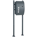 HOMCOM Skrzynka na Listy z Stojakiem, Skrzynka na Listy do Ściany z Półką na Gazetę, 2 Klucze, z Ocynkowanej Stali, 44 x 15 x 114 cm, Ciemnoszary