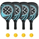 SPORTNOW Pickleball Paddles Set of 4, Pickleball Racket Set with 4 Wood Rackets, 4 Balls, Carrying Bag