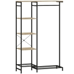 HOMCOM Freestanding Coat Rack Stand, Modern Hall Tree with Clothes Rail, Mesh Shoe Rack and Metal Frame for Hallway, Living Room, Bedroom, Oak and Black