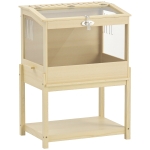 PawHut Hamster Cage, Elevated Design Rat Cage with Openable Top & Transparent Acrylic Windows, Storage Board, for Dwarf Hamster, Gerbil, Natural Wood