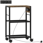 HOMCOM Mobilna podstawka pod drukarkę z gniazdkami portami USB i USB-C do 40 kg rustykalny brąz