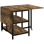 HOMCOM Stół Jadalny Składany, Stół Składany z Kółkami, 140 x 80 cm Stół Kuchenny z 2 Półkami dla 2-6 osób, Stół Jadalniany, do Kuchni, Jadalni, Stal, Rustykalny Brąz