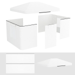 Zestaw zastępczy na dach pawilonu ogrodowego Outsunny z 2 bocznymi ścianami, wodoodporny pokrowiec na pawilon ogrodowy, namiot ogrodowy, Biały