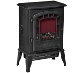 HOMCOM Elektryczny kominek z ogrzewaniem, efekt LED płomienia, 2000W, wolnostojący kominek z ochroną przed przegrzaniem, do salonu, sypialni, czarny