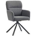 HOMCOM 360° Swivel Dining Chair, Modern Armchair, Accent Chair with Armrests and Steel Legs for Dining Room, Kitchen, Living Room, Bedroom, Grey