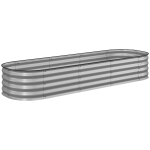 Outsunny Podwyższony ogródek metalowy, skrzynia na rośliny, warzywnik, kwietnik DIY z otwartym dnem, ziołowy ogródek do ogrodu, balkonu, srebrny 195 x 62 x 30 cm