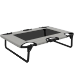 PawHut Raised Dog Bed, Portable Elevated Pet Cot with Breathable Mesh for Indoor Outdoor, for Small Medium Dogs, 75 x 51 x 18 cm, Light Grey