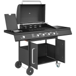 Grill gazowy 15,2 kW, 5 palników ze stali, kółka, boczny palnik
