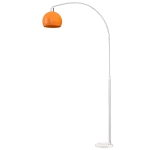 HOMCOM Lampada da Terra ad Arco con Interruttore a Pedale, in Marmo, Metallo e Plastica, 26x90x180 cm, Bianco e Arancione