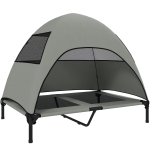 PawHut Elevated Dog Bed with Removable Canopy, Pet Bed with Storage Bag for Indoor Outdoor, for Large Dogs, 106 x 76 x 99 cm, Light Grey