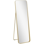 HOMCOM Lustro pełnej długości 160 x 50 cm, stojące lustro z metalową ramą i szkłem odpornym na stłuczenia, lustro ścienne do stania, oparcia, lustro do salonu, sypialni, korytarza, złote