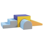 HOMCOM Zestaw 4 Kolorowych Miękkich Klocków do Wspinaczki i Zjeżdżania, Pokryty Ekoskórą, dla Dzieci 1-3 Lata