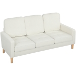 HOMCOM Three Seater Sofa with Thick Cushions, Couch with Rubber Wood Legs, Easy Assembly, for Living Room, Office, Bedroom, Cream White