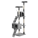 PawHut Arbre à chat griffoir grattoir double niche peluche sisal naturel hauteur 170 cm gris