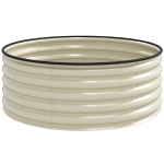 Outsunny Galvanised Raised Garden Bed with Safety Edging, Outdoor Raised Planter Box with Gloves, 120 x 120 x 43cm, Cream White