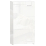 HOMCOM Zapatero de alto brillo, almacenamiento de zapatos con baldas ajustables para pasillo, recibidor, espacio para 10 pares, Blanco