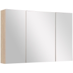 kleankin Armoire murale salle de bain, meuble de rangement avec miroir, 2 placards avec 3 étagères en bois, 90 x 60 x 13,5 cm