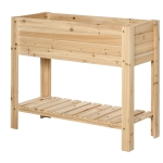 Outsunny Wooden Raised Plant Stand Outdoor Flower Bed Box with Clapboard 100 x 40 x 84cm