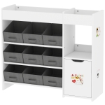 AIYAPLAY Meuble rangement enfant étagère de rangement pour jouets enfants avec 9 tiroirs en tissu et placard, blanc