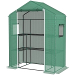 Outsunny Serre de jardin avec 1 porte, 2 fenetres et 2 étagères en forme de U pour Légumes Plantes Fleurs Bâche PE 140x73x190 cm